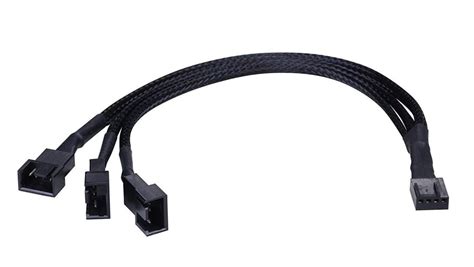 Nisun PWM 3 Way Sleeved Fan Splitter Adapter Cable 4 Pin Female To 3 4