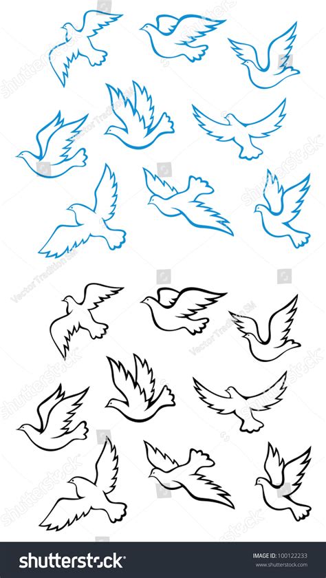 Pigeons Doves Birds Symbols Peace Wedding Stock Vector (Royalty Free ...