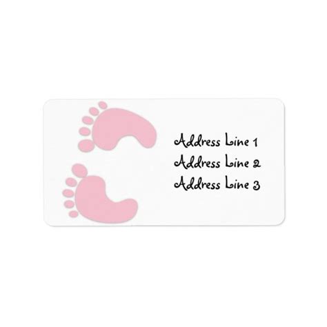 Pink Baby Girl Footprints Address Label | Zazzle.com