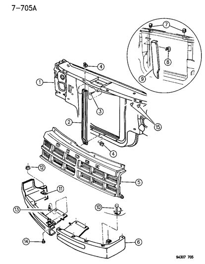 Grille Related Parts 1996 Dodge Dakota