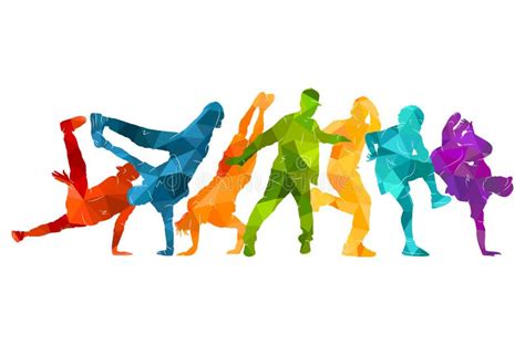 Detailed Vector Illustration Silhouettes Of Expressive Dance Colorful