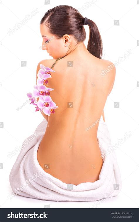 Nude Woman Orchid Flower On White Foto De Stock 170822612 Shutterstock