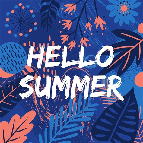 Free Vector Hand Drawn Hello Summer With Leaves