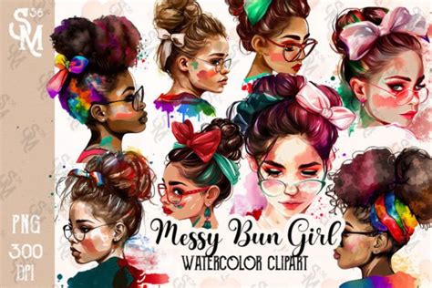 Messy Bun Girl Watercolor Sublimation Graphic By Stevenmunoz56 · Creative Fabrica