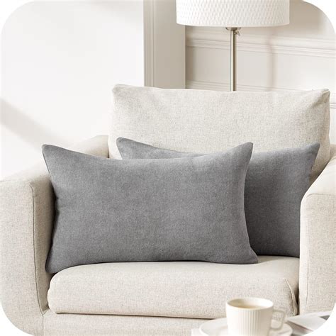 Topfinel Set Of 2 Grey Soft Chenille Cushion Covers 40 X 60 Cm