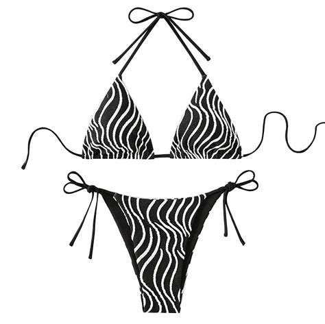 Skfvkab Women S Piece Sexy Bikini Sets Halter Tie Side Triangle