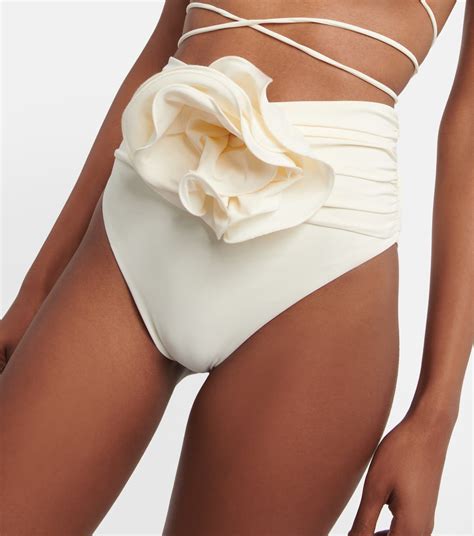 Appliqued High Rise Bikini Bottoms In White Magda Butrym Mytheresa