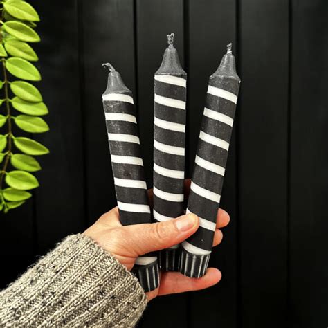 Black White Stripe Candle Love Frankie