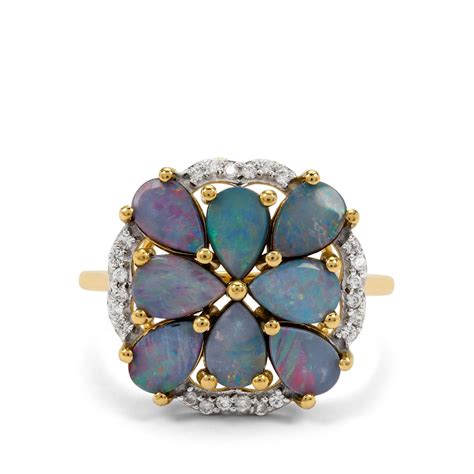 Crystal Opal On Ironstone And White Zircon 9k Gold Ring Gemporia