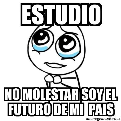 Meme Por Favor Estudio No Molestar Soy El Futuro De Mi Pais