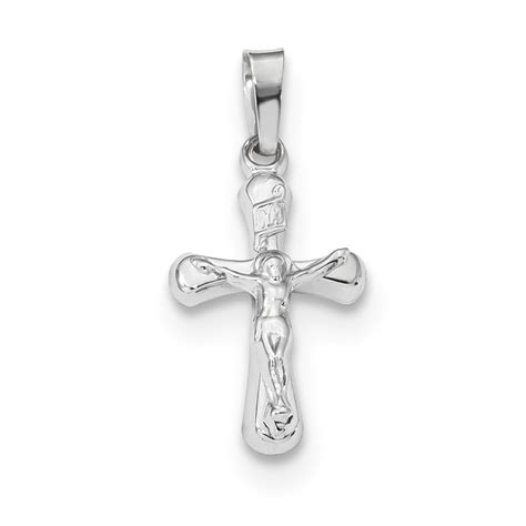 14k White Gold Polished Inri Rounded Crucifix Pendant Pg97160