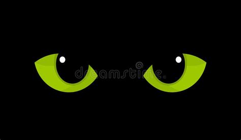 Green Cat Eyes In Darkness Stock Vector Illustration Of Evil