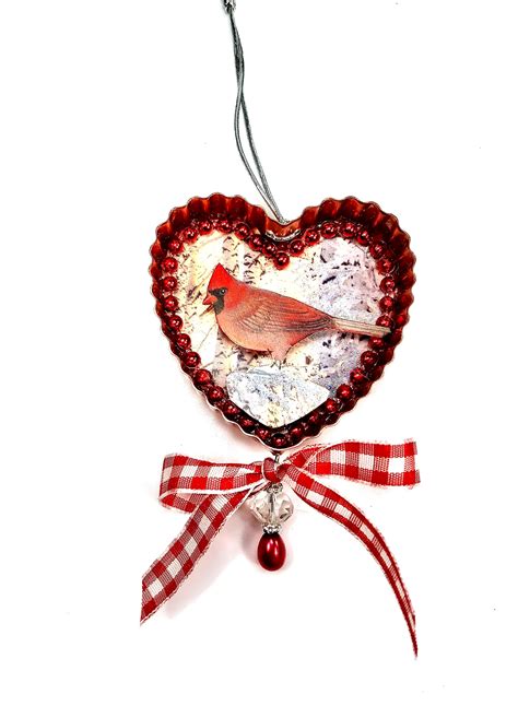 Cardinal Christmas Ornaments Red Birds Set Of 4 Etsy