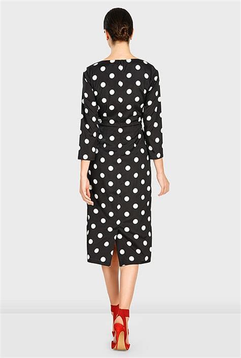 Shop Polka Dot Print Crepe Sheath Dress Eshakti