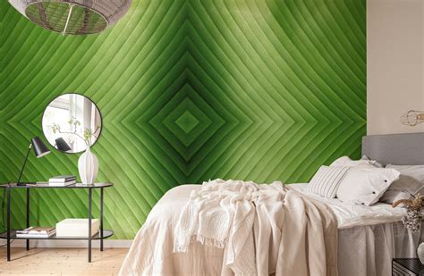 Monochromatic Green Palm Leaf Wallpaper - Happywall