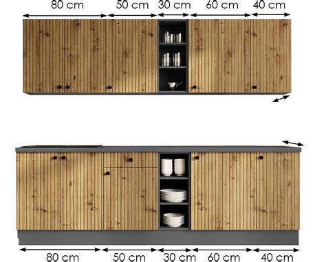 Ava Kuhinja Bez Radne Ploce 260x50x200 Cm Natur Tamno Siva Emmezeta