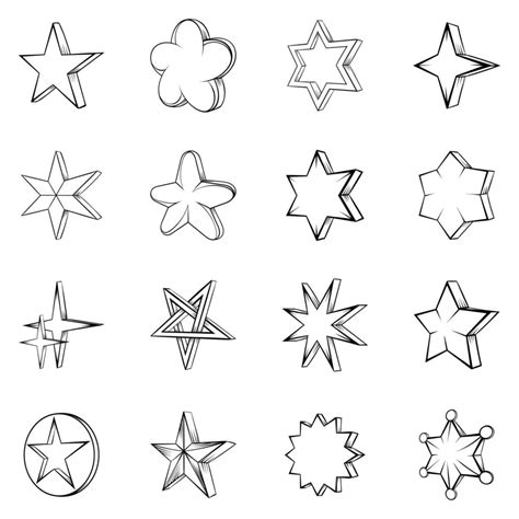 Conjunto De Iconos De Estrella Contorno Vectorial Vector En