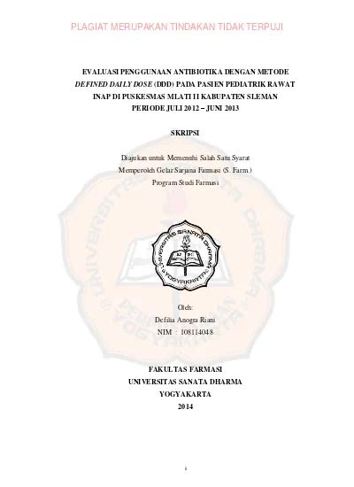 Evaluasi Penggunaan Antibiotika Dengan Metode Defined Daily Dose Ddd