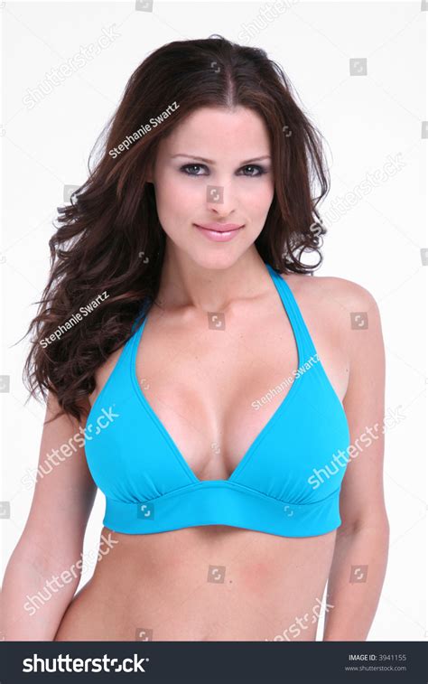 Sexy Brunette Bikini Model On White Stock Photo Edit Now 3941155