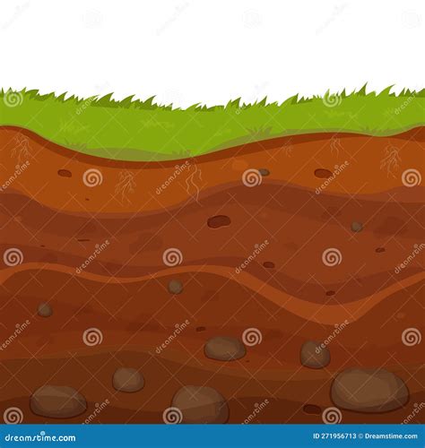 Layers Of Grass With Underground Layers Of Earth Seamless Ground Cut