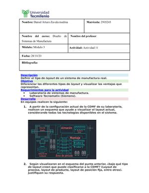 Evidencia Evidencia Dise O De Sistemas De Manufactura Descripci N