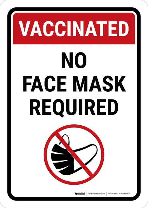 Vaccinated No Mask Required Portrait Wall Sign