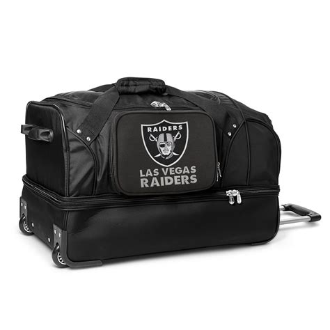 Las Vegas Raiders 27 2 Wheel Rolling Drop Bottom Duffel Bag Black