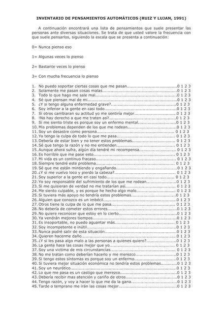 Inventario De Pensamientos Autom Ticos Psico Sin Filtro Udocz