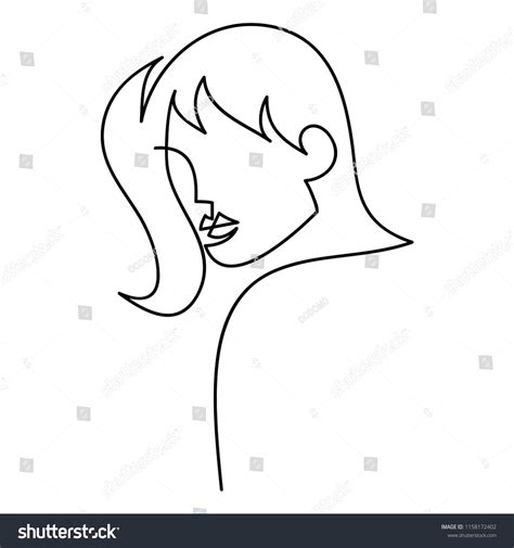 Vektor Stok Continuous Line Drawing Women Vector Illustration Tanpa