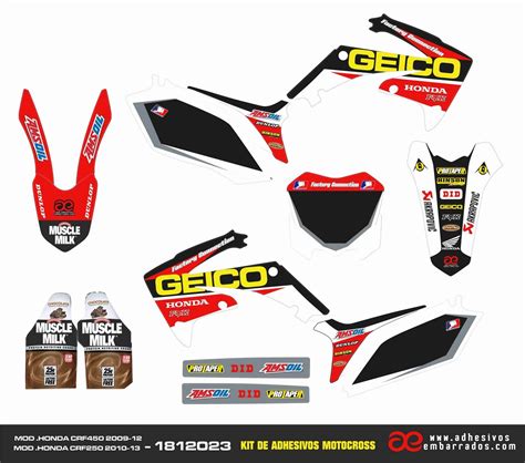 Kit De Adhesivos Honda CRF 250 450 GEICO Adhesivosembarrados