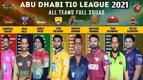 Abu Dhabi T League All Teams Full Squad All Teams Squad For