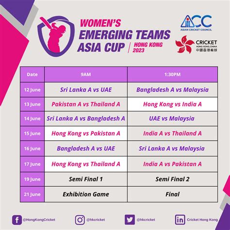 Acc Emerging Asia Cup Schedule Shir Yvette