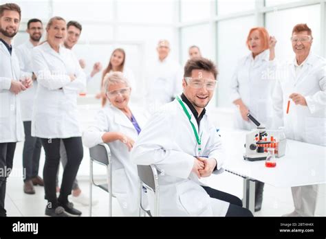 Group Of Researchers At The Workplace In The Laboratory Stock Photo Alamy