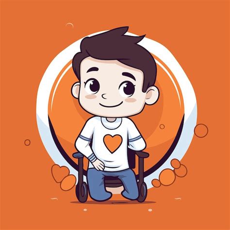 Un Mignon Garçon En Fauteuil Roulant Illustration Vectorielle D Un Personnage De Dessin Animé