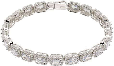 Hatton Labs Silver Crown Stone Tennis Bracelet SSENSE UK