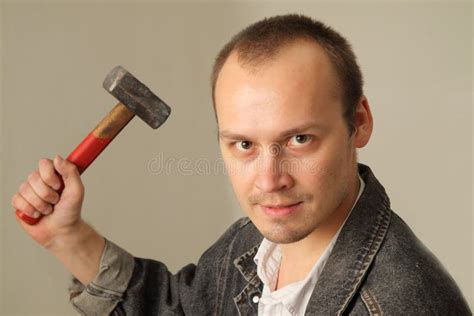 Aggressive Man With A Hammer Royalty Free Stock Image - Image: 11414176