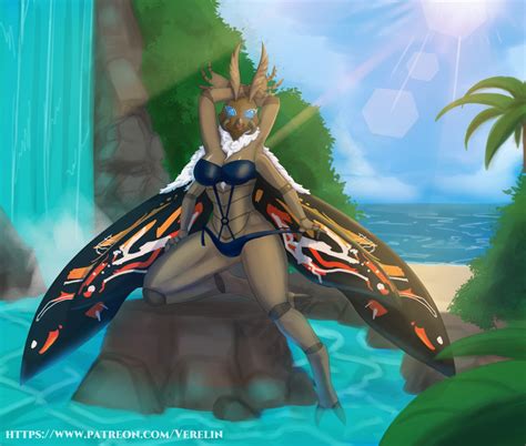 Rule 34 Arthropod Beach Horny Female Monsterverse Moth Mothra Mothra Series Swimsuit Taking