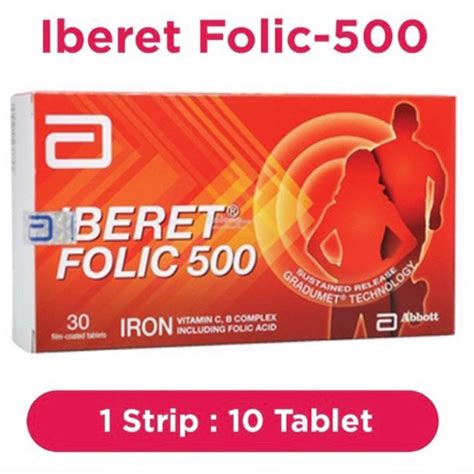 Jual Abbott Iberet Folic 500 Iron Multivitamin And Mineral Including Folic Acid 1 Strip 10