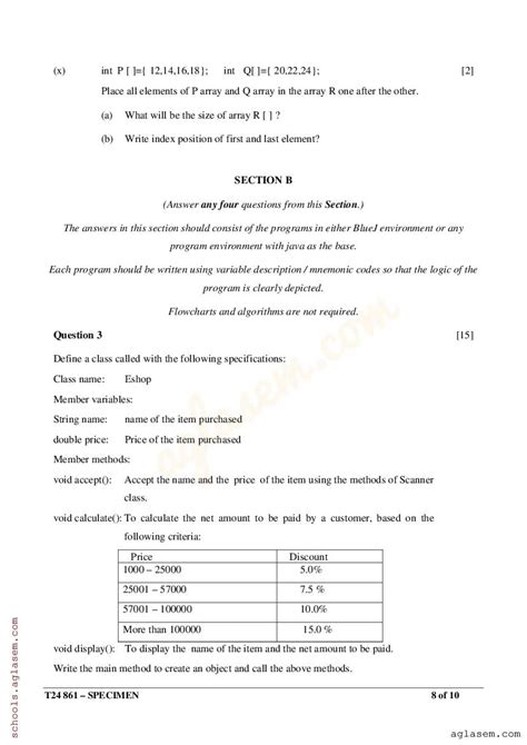 Icse Computer Applications Specimen Paper Pdf Cisce Class