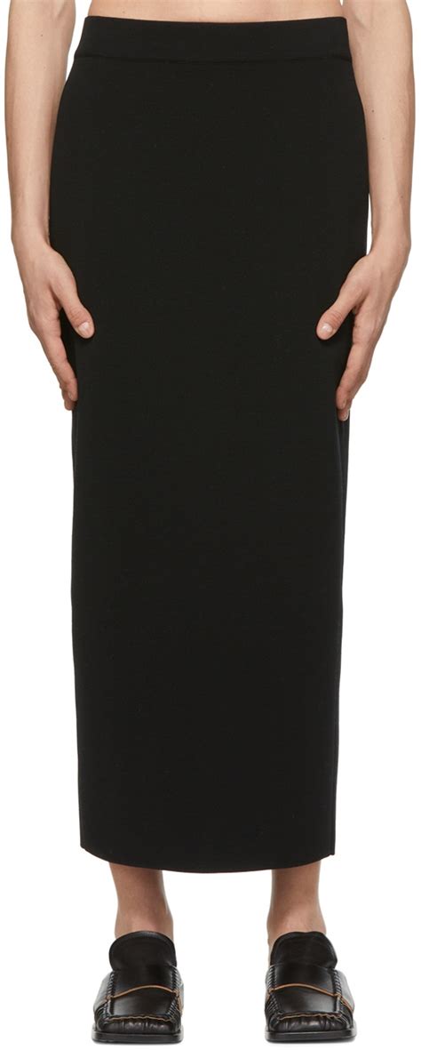 Auralee Black Wool Midi Skirt Auralee