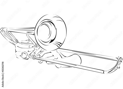 trombone, outline Stock Vector | Adobe Stock