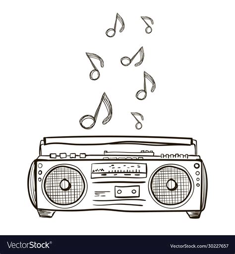 Record player music manual drawing circuit Vector Image