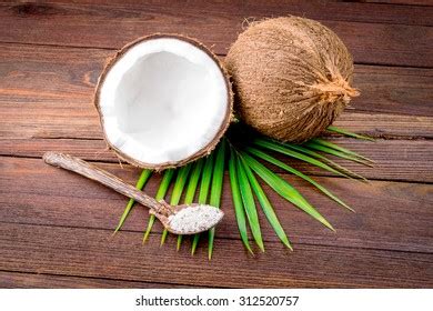 Close Coconut Grounded Coconut Flakes On Stock Photo