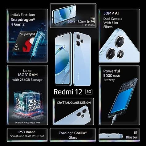 Redmi 12 5G Pastel Blue 8GB RAM 256GB ROM TechDealsShop