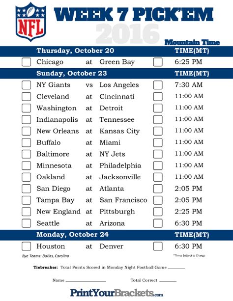 Week 7 Nfl Picks 2024 Printable Free Tedda Gabriell