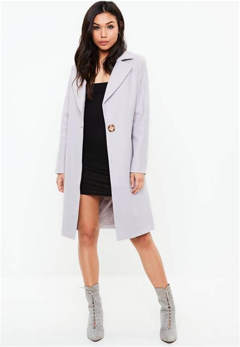 Missguided Grey Buttoned Long Wool Coat Pippa Middleton Wearing A