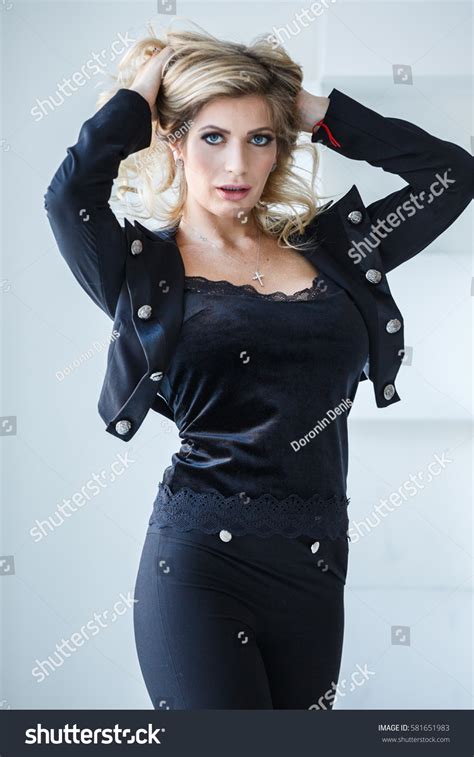 Beautiful Sexy Blonde White Suit Pants Stock Photo 581651983 Shutterstock