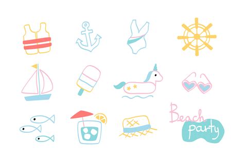 Hand Drawn Beach Fun Icons Graphic By Niradjstudio Creative Fabrica