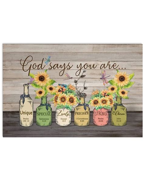 Sunflower God Says You Are Canvas Wall Art Poster Home Sign Etsy