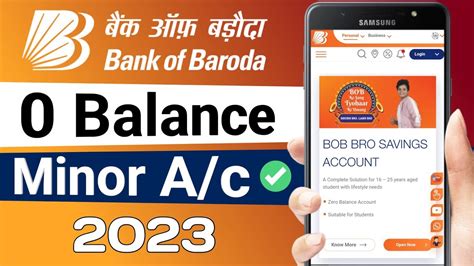 Bank Of Baroda Zero Balance Minor Account Opening Latest Process